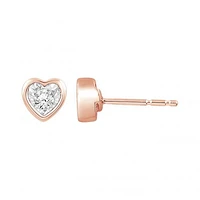 10K Rose Gold Diamond Bezel Earrings