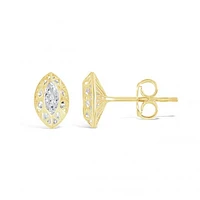 10K Yellow Gold Cubic Zirconia Oval Shape Stud Earrings