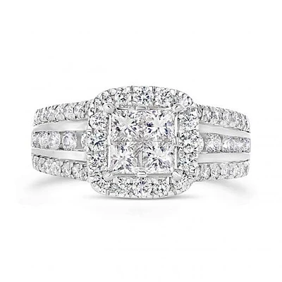 14K White Gold 2.00CTW Seamless Bridal Ring