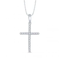 10K White Gold 0.05CTW Diamond Cross Necklace