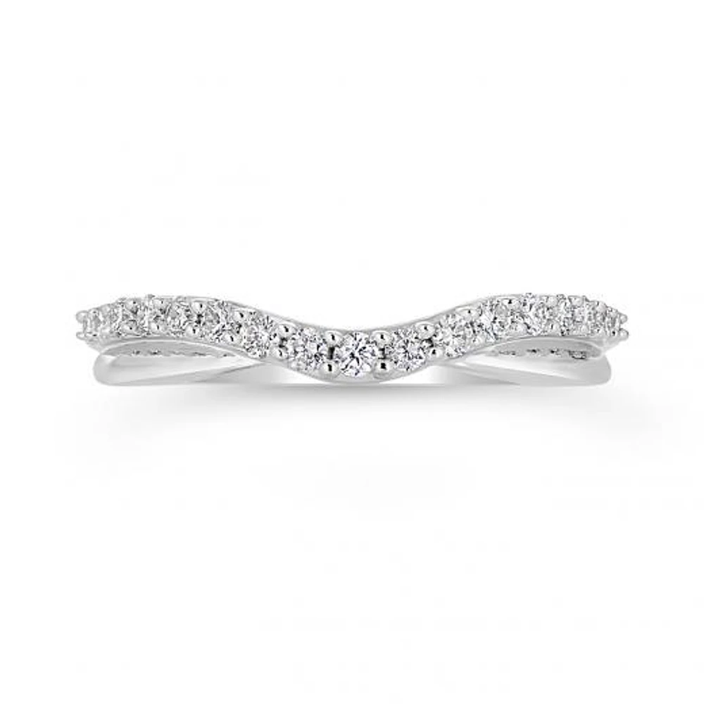 14K White Gold 0.25CTW Contour Diamond Band