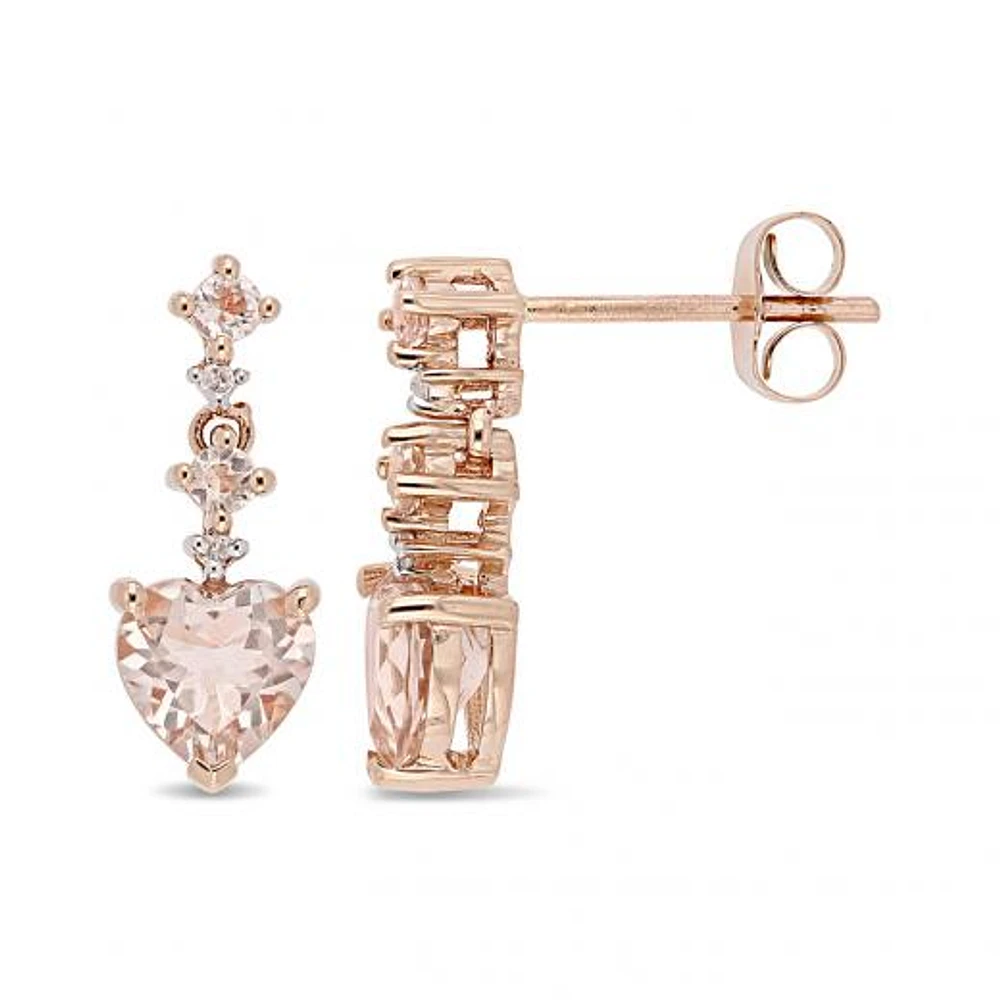 Julianna B 14K Rose Gold 0.02CTW Diamond & Morganite Earrings
