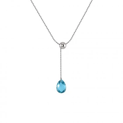Sterling Silver Blue Topaz Adjustable Pendant