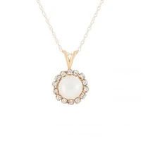 10K Yellow Gold 0.14CT Diamond & Fresh Water Pearl Pendant