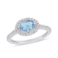 Julianna B 10K White Gold 0.23CTW Diamond & Aquamarine Fashion Ring