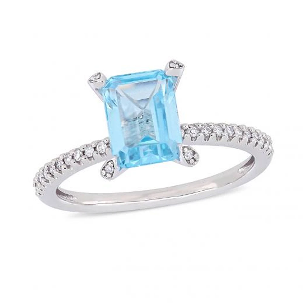 Julianna B 10K White Gold 0.10CTW Diamond & Blue Topaz Fashion Ring