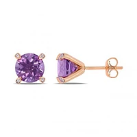 Julianna B 10K Rose Gold 0.024CTW Diamond & Amethyst Earrings
