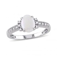 Julianna B 10K White Gold 0.07CTW Diamond & Opal Fashion Ring