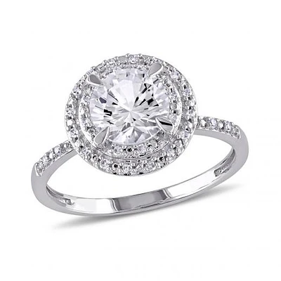 Julianna B 10K White Gold 0.09CTW Diamond & Created White Sapphire Ring
