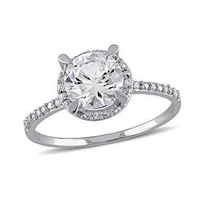 Julianna B 10K White Gold 0.05CT Diamond & Created White Sapphire Fashion Ring