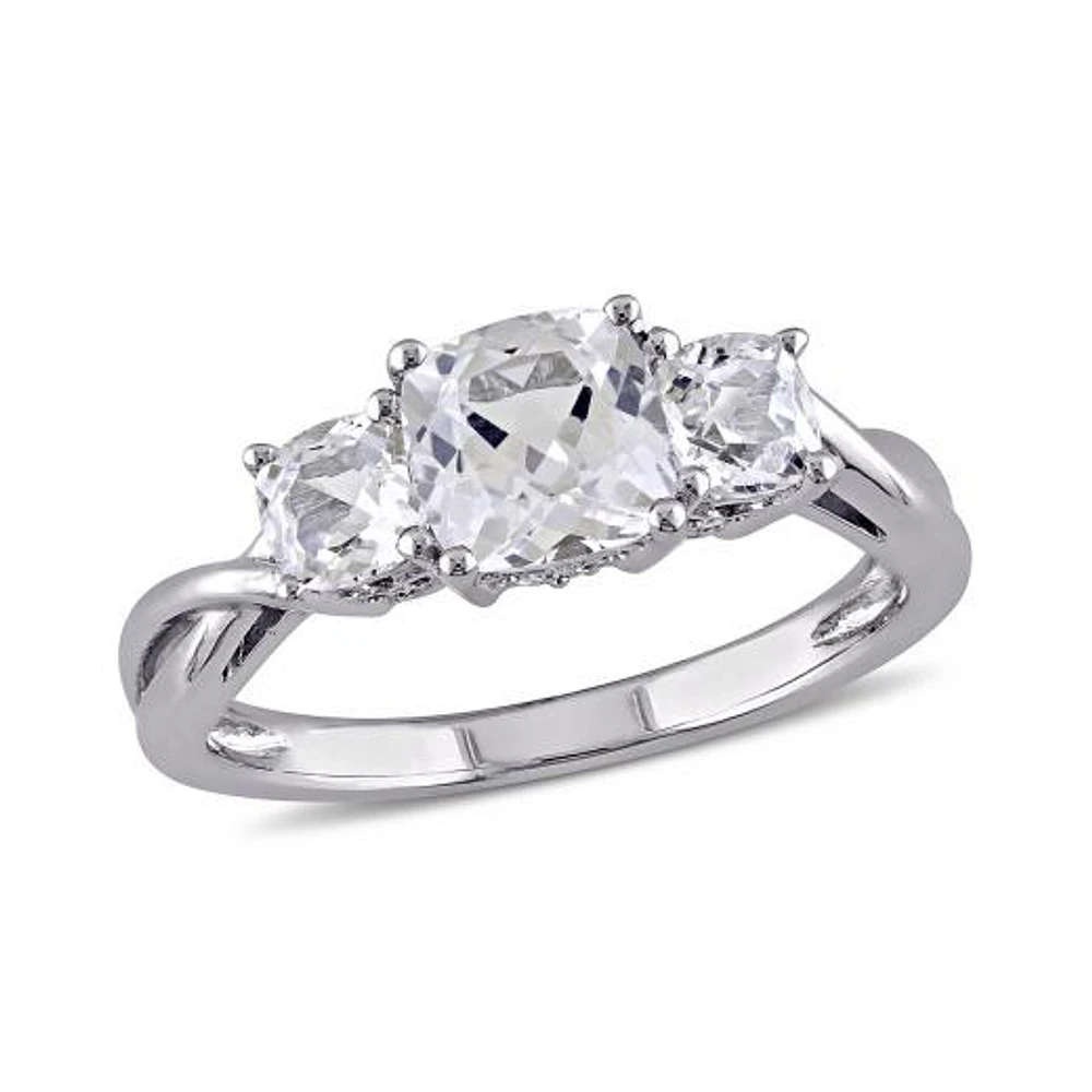 Julianna B 10K White Gold 0.04CTW Diamond & Created Sapphire Ring
