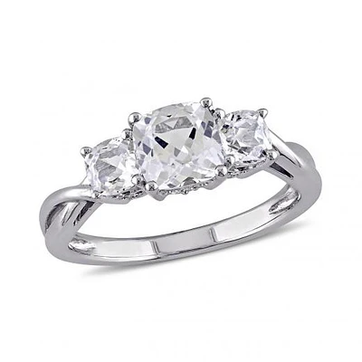 Julianna B 10K White Gold 0.04CTW Diamond & Created Sapphire Ring