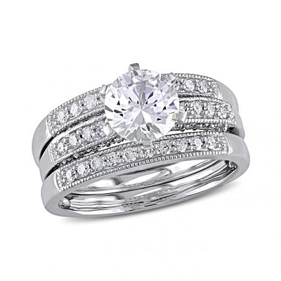 Julianna B 10K White Gold 0.40CTW Diamond & Created Sapphire Bridal Set
