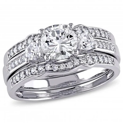 Julianna B 10K White Gold 0.20CTW Diamond & Created White Sapphire Bridal Set