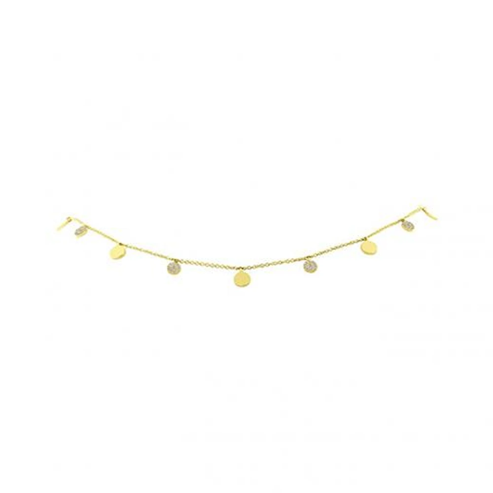14K Yellow Gold 0.12CTW Diamond Circle Choker