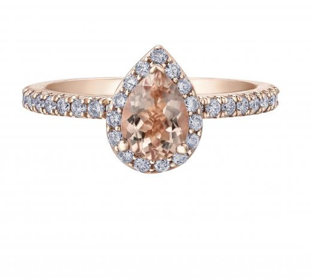 10K Rose Gold Morganite & 0.45CTW Diamond Bridal Ring