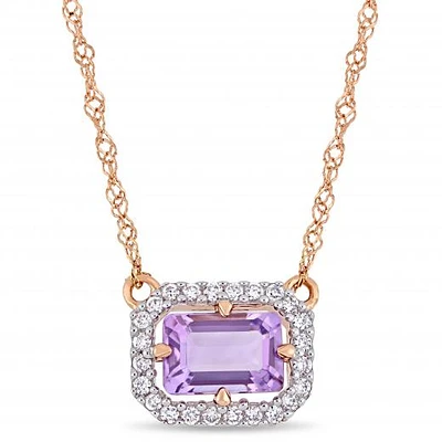 Julianna B 14K Rose Gold 0.10CTW Diamond & Amethyst Necklace
