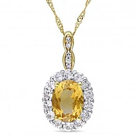Julianna B Yellow Gold Citrine White Topaz & Diamond Pendant