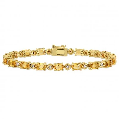 Julianna B Yellow Plated Sterling Silver Oval Cut Citrine & Diamond Bracelet