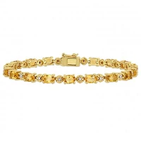 Julianna B Yellow Plated Sterling Silver Oval Cut Citrine & Diamond Bracelet