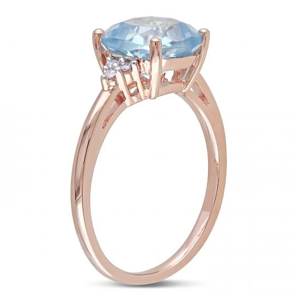 Julianna B 10K Rose Gold Sky Blue Topaz & 0.06CTW Diamond Fashion Ring