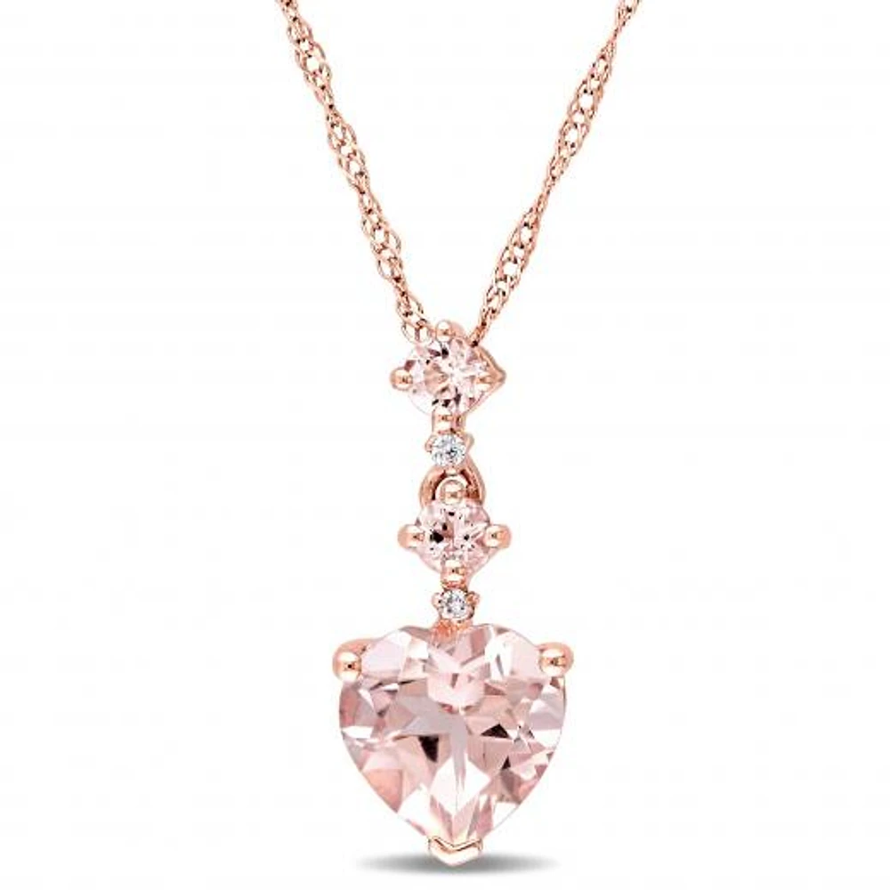 Julianna B 14K Rose Gold Heart Shaped Morganite & Diamond Accent Pendant