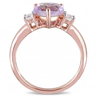 Julianna B Sterling Silver Rose De France & Created White Sapphire Heart Ring