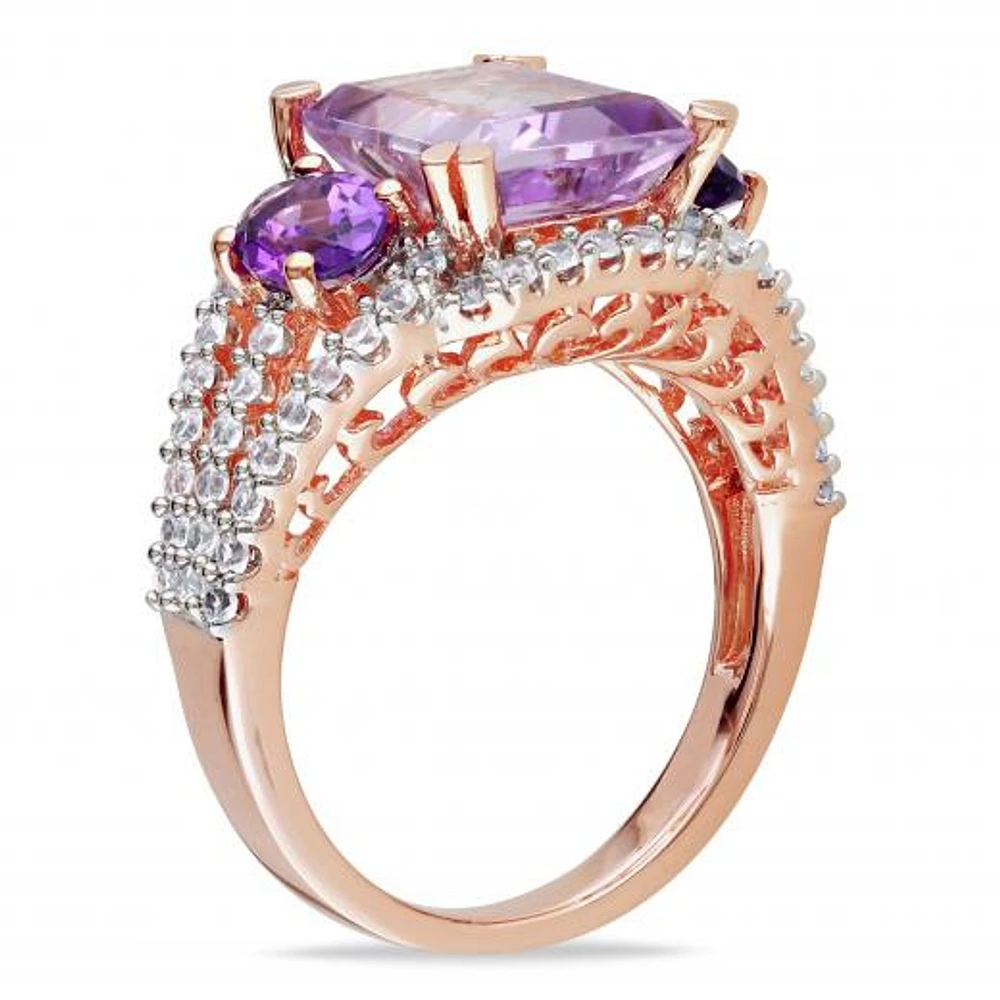Julianna B Sterling Silver Rose De France Amethyst & Created White Sapphire Ring