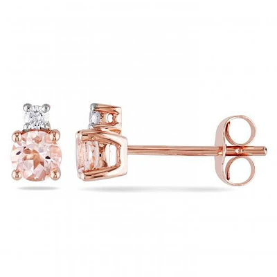 Julianna B 10K Rose Gold Morganite & Diamond Stud Earrings