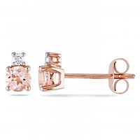 Julianna B 10K Rose Gold Morganite & Diamond Stud Earrings