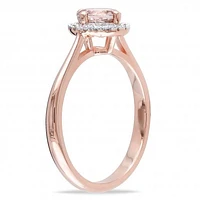 Julianna B Sterling Silver Morganite & 0.10CTW Diamond Halo Ring