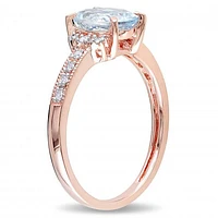 Julianna B Sterling Silver Oval Cut Aquamarine & Diamond Ring