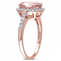 Julianna B 10K Rose Gold Oval-Shaped Morganite & 0.40CTW Diamond Halo Ring