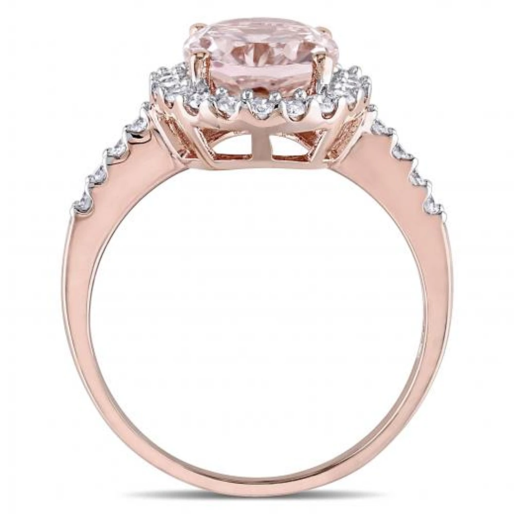 Julianna B 10K Rose Gold Oval-Shaped Morganite & 0.40CTW Diamond Halo Ring