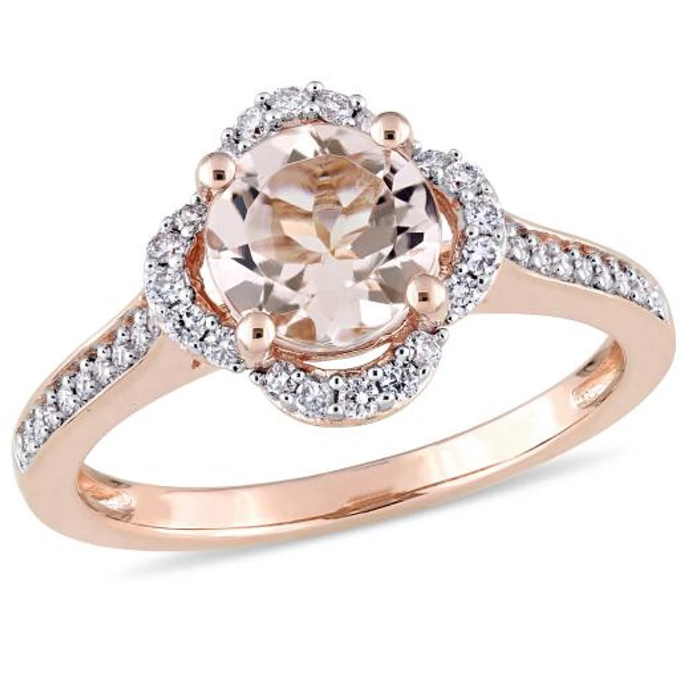 Julianna B 14K Rose Gold Morganite & 0.25CTW Diamond Halo Ring