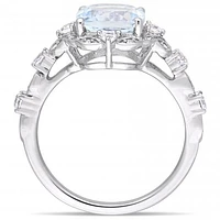 Julianna B 14K White Gold Aquamarine White Sapphire & Diamond Ring
