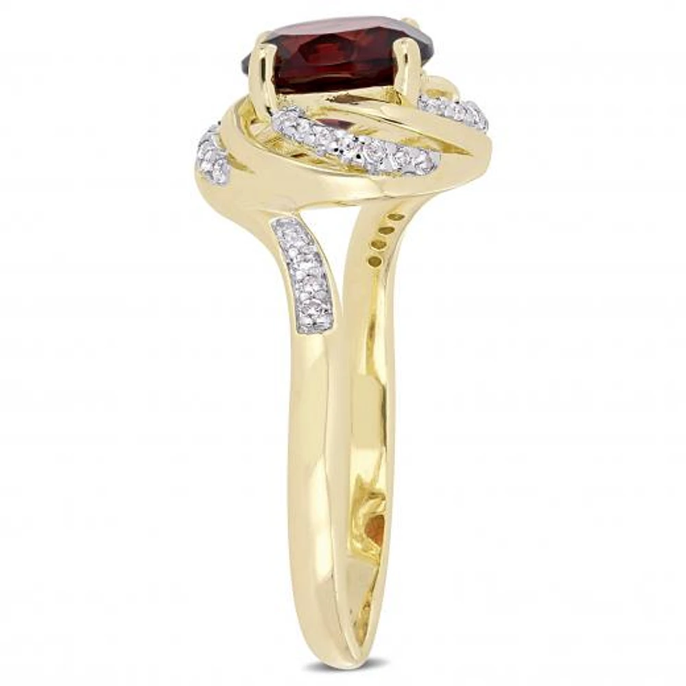Julianna B Sterling Silver Garnet White Topaz & 0.04CTW Diamond Fashion Ring