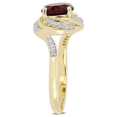 Julianna B Sterling Silver Garnet White Topaz & 0.04CTW Diamond Fashion Ring