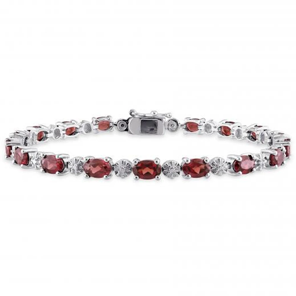 Julianna B Sterling Silver Garnet & Diamond Bracelet