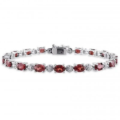 Julianna B Sterling Silver Garnet & Diamond Bracelet