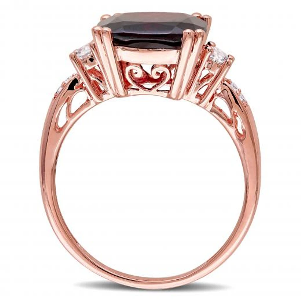 Julianna B 10K Rose Gold Garnet Diamond & Created White Sapphire Ring