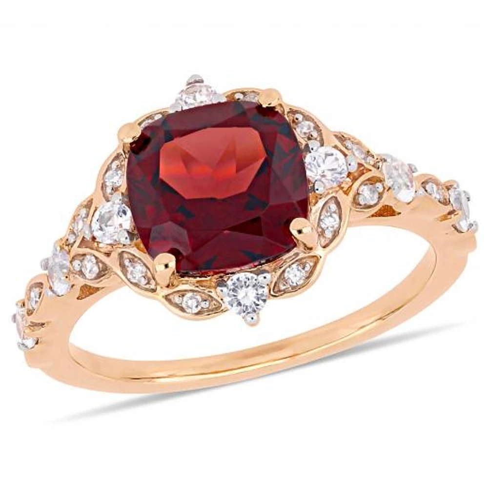Julianna B 14K Rose Gold Garnet & 0.06CTW Diamond Fashion Ring