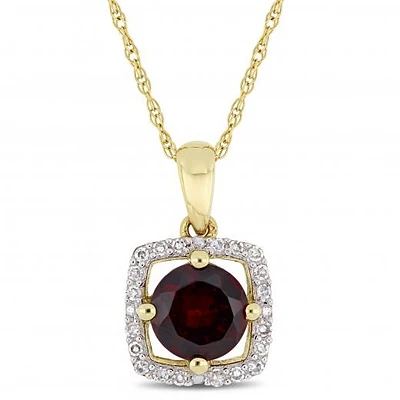 Julianna B 10K Yellow Gold Garnet & Diamond Pendant with Chain