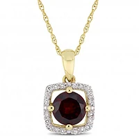 Julianna B 10K Yellow Gold Garnet & Diamond Pendant with Chain