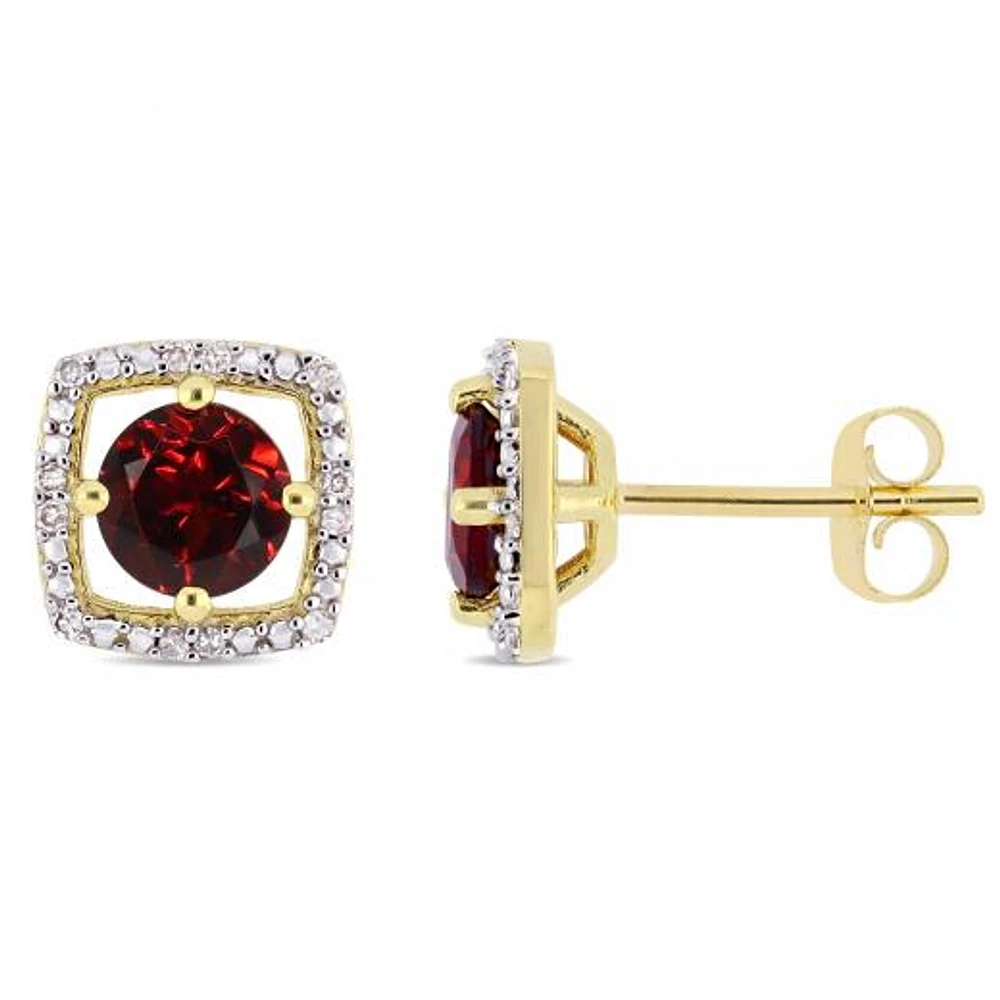 Julianna B 10K Yellow Gold Garnet & Diamond Earrings