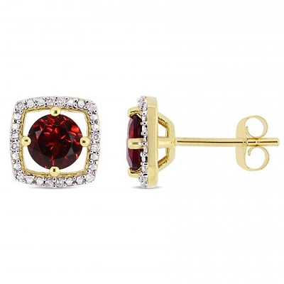 Julianna B 10K Yellow Gold Garnet & Diamond Earrings