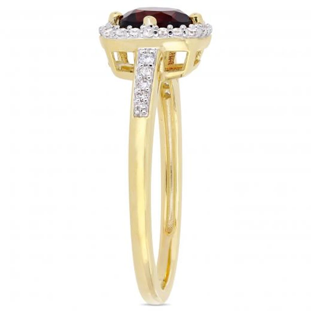 Julianna B 10K Yellow Gold Garnet & 0.14CTW Diamond Fashion Ring