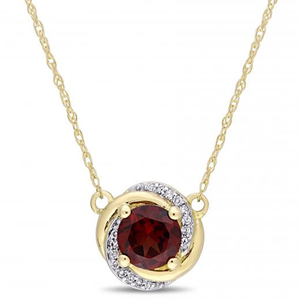 Julianna B 10K Yellow Gold Garnet & Diamond Necklace with Chain
