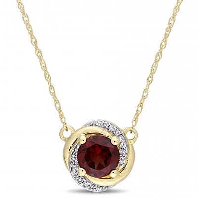 Julianna B 10K Yellow Gold Garnet & Diamond Necklace with Chain
