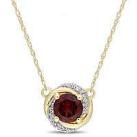 Julianna B 10K Yellow Gold Garnet & Diamond Necklace with Chain